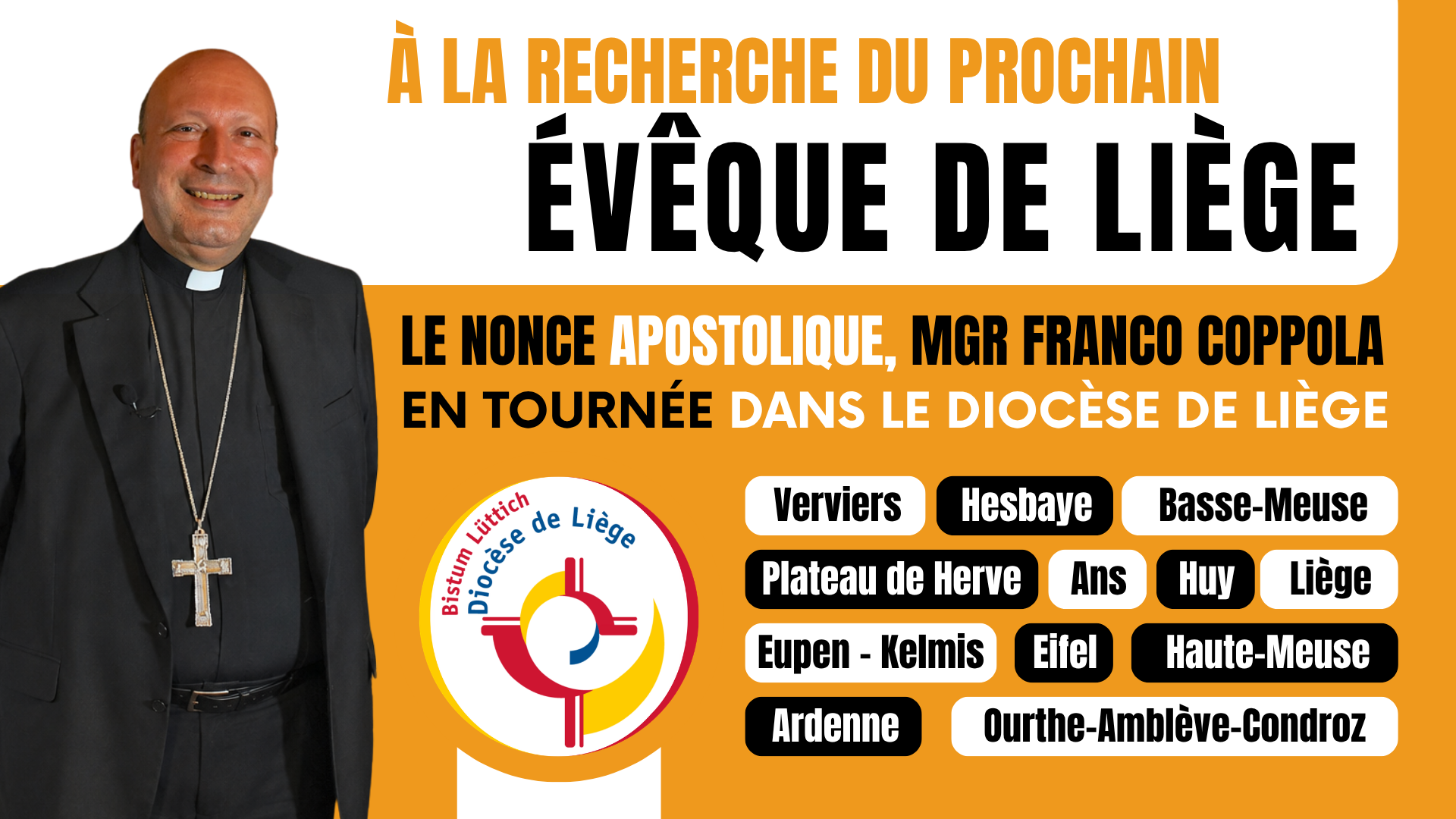 À la recherche du prochain évêque de Liège : le nonce apostolique, Mgr Franco Coppola, en tournée dans les douze doyennés du diocèse